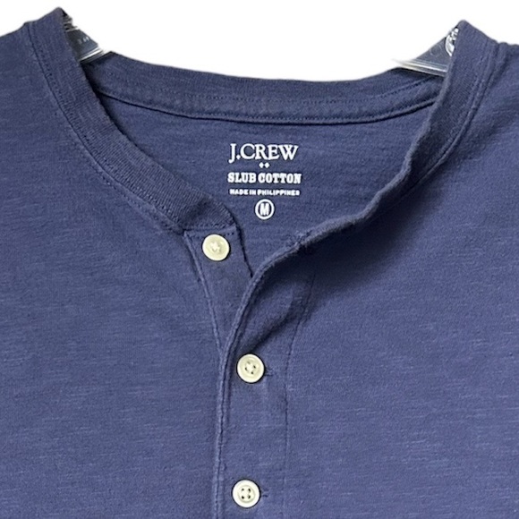 J Crew slub cotton Henley tee blue - Picture 2 of 3